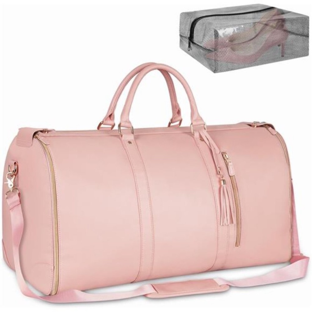 Women Travel Garment Bag Convertible Duffle Carry On Foldable Pu Leather Suit